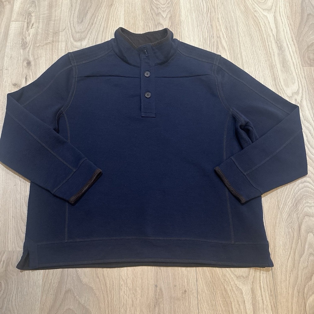 Carbon 2 Cobalt Preppy Mock Neck Navy Pullover Henley Sweater Men's XL
